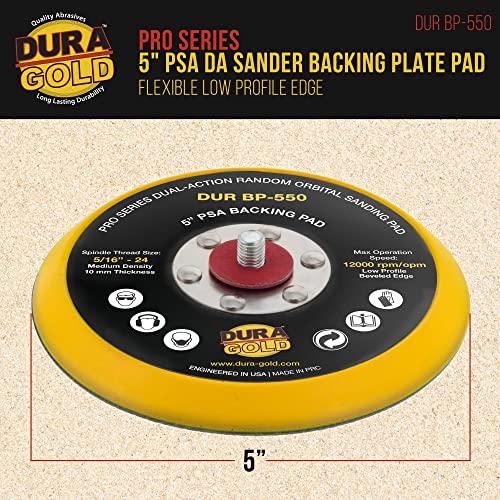 DURA -GOLD 5 Green Film PSA Sanding Discs - 120 Grit & 5 PSA Da Sander Backing Plate Plaw