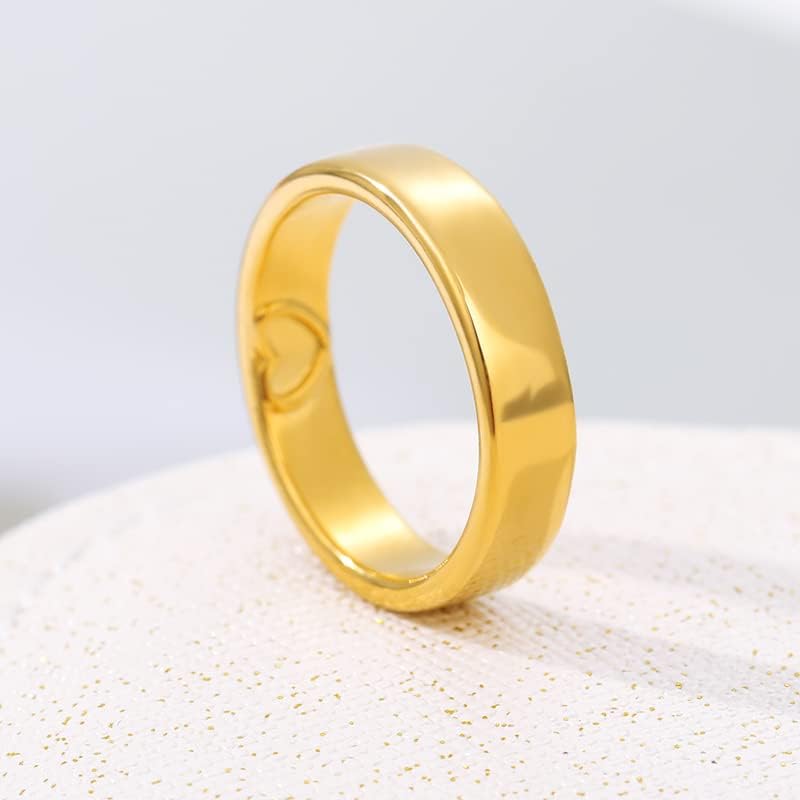 MenHi Women and Man Rings em forma de coração escultura simples redonda de jóias rosa de ouro de casal de casal de casal de casamento melhor - ouro - 7_Jewelry Gifts