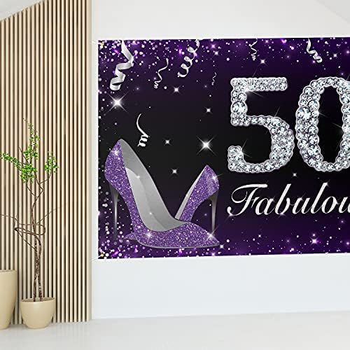 Hamigar 6x4ft Banner de aniversário de 50ft 50º Banner Caso -cenário - 50 & Fabulous Saltos Decorações de Aniversário