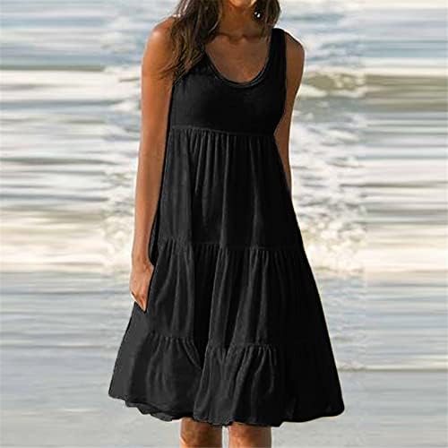 Vestidos de verão de fqzwong para mulheres 2023 Casual Beach Férias vestidos de sol e vestidos