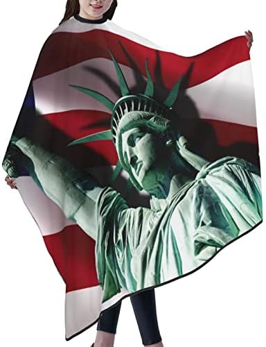 Bandeira americana e estátua de liberdade barbeiro cape profissional cabeleireiro à prova d'água Cape Capa Anti-estático de corte de cabelo estático Cape Shampoo BARBER ACESSÓRIOS DE ACESSÓRIOS DE SALON APRON