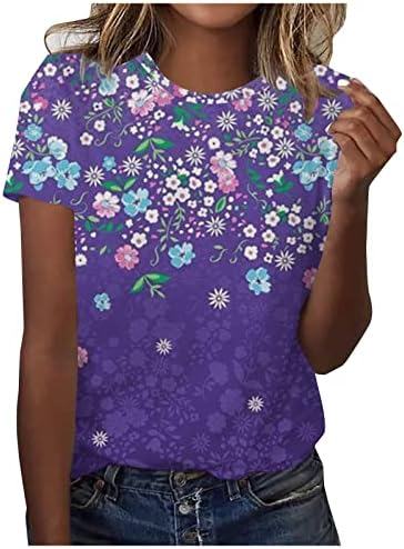 Tops femininos para o verão 2023 Impressão de moda Round-gola redonda Camiseta solta Blusa casual