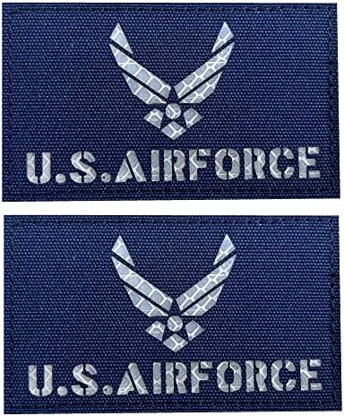 2 Pacote azul refletivo nos EUA Air Force Bandeira Roupa Capt Patch Patch Military com gancho e
