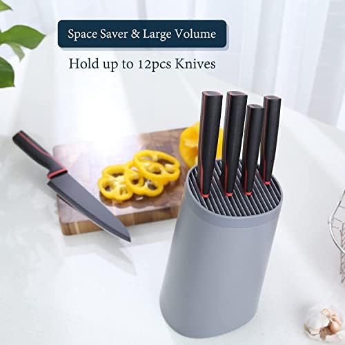 Kitchendao Universal Knife Block Oblíquo cinza, armazenamento de faca de economia espacial - destacável para facilitar