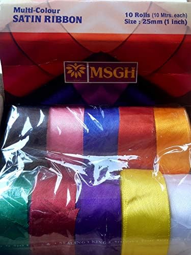 MSGH Satin Ribbon Conjunto multicolorido de 10 rolos, total de 100 mt.