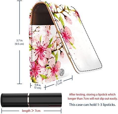 Caixa de batom de primavera floral da cereja com espelho para uma bolsa de cosméticos de transmética do Mini Lipstick Solder Bolsa de Bolsa de Lipstick, 9,5x2x7 cm/3.7x0.8x2.7 em