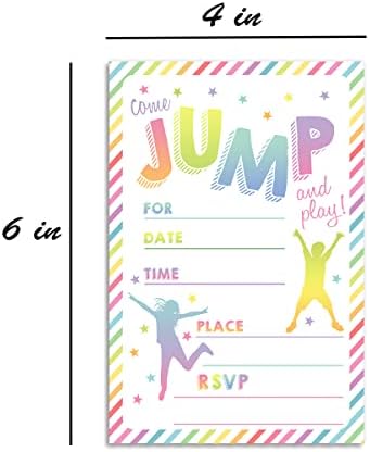 Convite de aniversário da casa de salto, trampolim Jump de aniversário de convite para crianças, 20