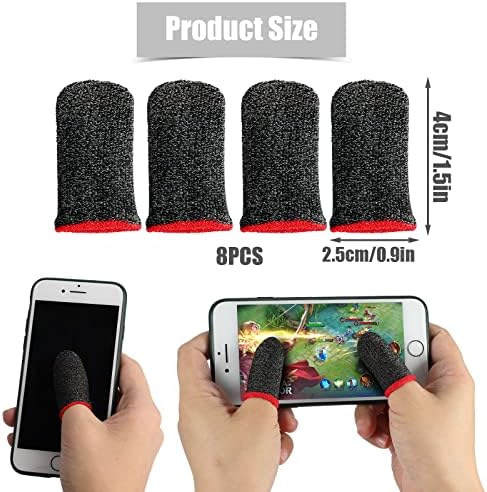 Luter 8pcs mangas de dedos anti -suor e escorregadio para jogos de dedo fibra prateada de alta sensibilidade Luvas respiráveis ​​para competição para jogos para celular