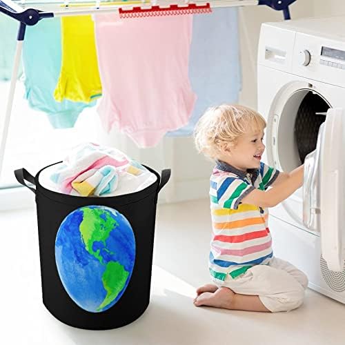 Terra com aquarela dobrável cesta de lavanderia grande cesto de lavanderia cesto de armazenamento leve