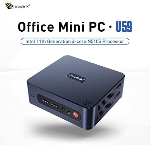 Processador Beelink N5105, U59 Pro Mini PC, Mini Desktop Computer com 16 GB DDR4 + 500 GB SSD, suporta 4K HDMI/tipo