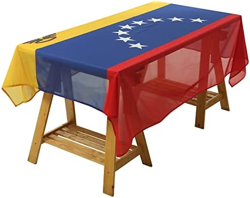Tocada de mesa retangular Venezuela Venezuelana Toclagem de mesa de mesa resistente à mesa lavável e resistente à mesa de bandeira nacional, adequada para reuniões familiares de jantar de cozinha e eventos ao ar livre, 59 polegadas * 83 polegadas.