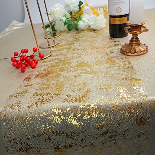 Snowkingdom Glitter Metallic Gold Table Runner 11 X108 Mesh fino Mesa de brilho Decorações de mesa de rolagem para chá de noiva, chá de bebê, festa de aniversário （1pc）