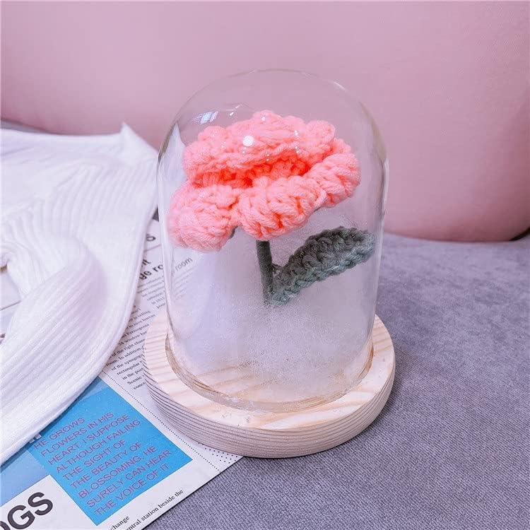 Wybfztt-188 malha de malha de malha de crochê flor artificial capa de vidro flores em casa mesa de