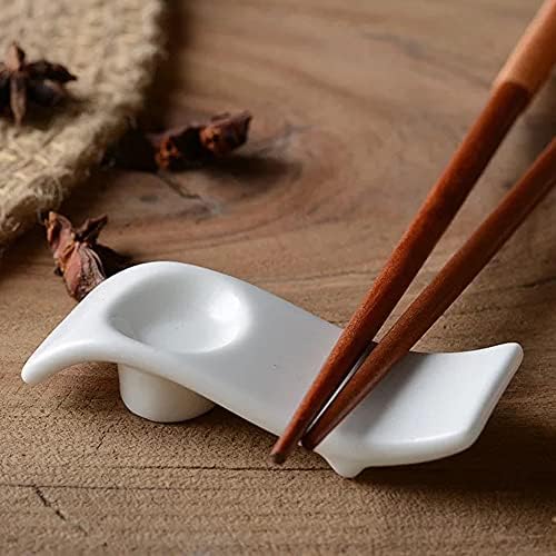 Pauzinhos de cerâmica de cerâmica woonson conjunto de 6pcs, chinês colher colher stand faca garfo de porcelana pauzinhos de porcelana stand