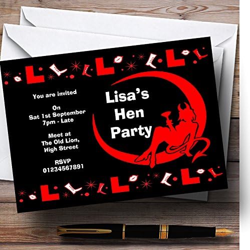 O card zoo sexy diabo preto e vermelho personalizado hen dos convites da festa noturna