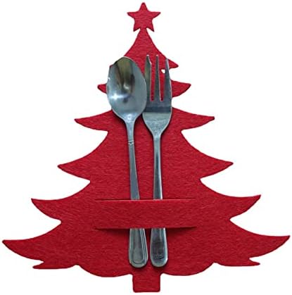Decorações de apartamentos Bolsa de talheres de Natal de cozinha | 4 peças/conjunto árvore de Natal
