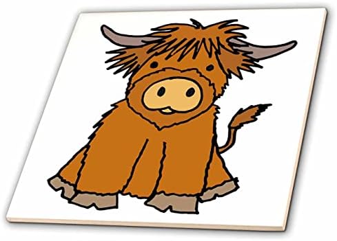 3drosrose engraçado fofo para bebê Highland Cow Cartoon para amantes de vaca - azulejos