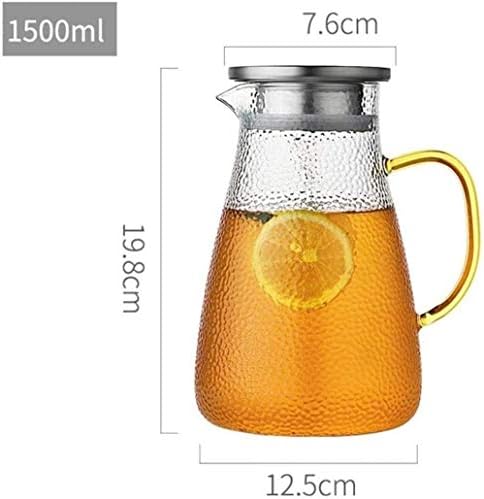 Chaiodengzi 1.5 L/litro Jarro de vidro com tampa de jarro de chá de chá de chá de gelo jarro quente água