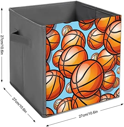 Cubos de armazenamento de tecido dobrável de bola de basquete caixa de armazenamento dobrável de 11 polegadas com alças