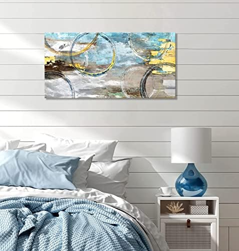 Arte de parede abstrata para a decoração de parede da sala de estar moderna grande azul abstrato
