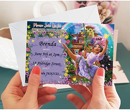 Encanto Festas de festa de aniversário, Lsabella Invitations Cards Girls Party Supplies Cartão de aniversário - 20 Conjunto