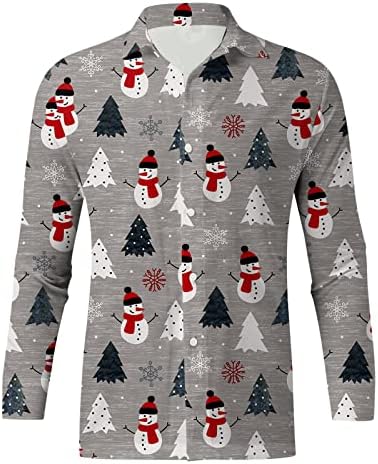 Wocachi Xmas Snowman camisetas estampadas para homens, camisas comerciais regulares de manga comprida