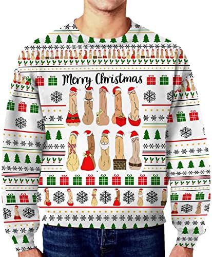Camisas de Natal de Cathalem para homens Melto de Natal Feia Camis de Pullover Funny Design Para festa