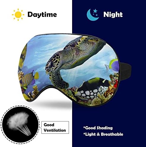 Vida selvagem Máscara de olho de tartaruga subaquática para adorar a noite de blackout com cinta ajustável para homens mulheres viajam de ioga na soneca