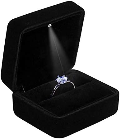 Caixa de anel de Gbyan com caixa de presente de exibição de jóias leves LED para proposta, engajamento, casamento