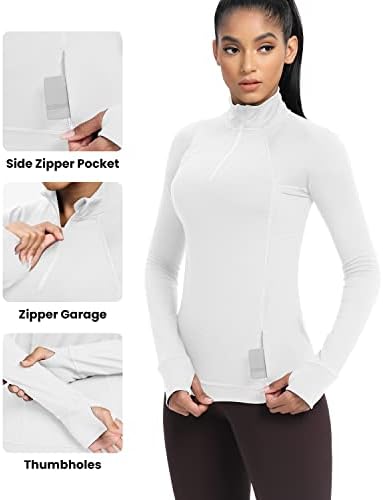 Colorskin Quarter zip pulôver feminino atlético Slim Fit Yoga Tops Camisas de treino de manga longa para mulheres