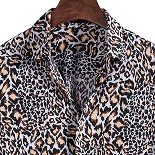 Xxbr camisas havaianas para homens, manga longa botão de outono para baixo camisa giratória geométrica leopardo