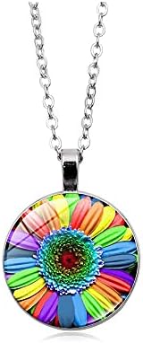 Letters de arco -íris coloridos amor é amor margarida pingente colar orgulho de vidro gay de vidro convexo colar