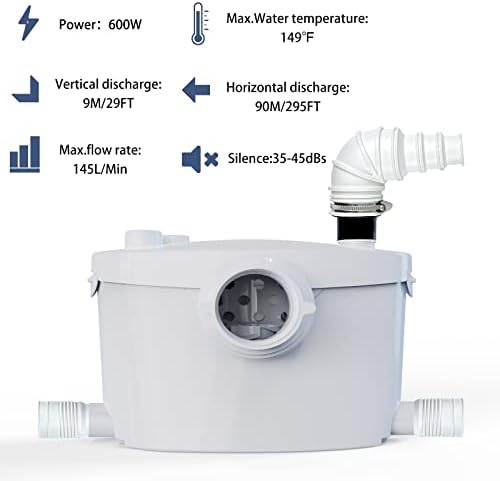 Projeto simples de 600 watts Macerating banheiro com bomba, vaso sanitário upflush para sistema de banheiro porão,