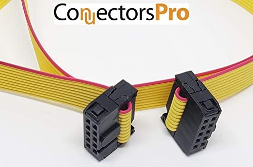 Connectors Pro 5-Pack IDC 2x5 10p conector feminino de 2,54 mm 12cm 4 polegadas Cabo de fita plana amarelo, linhas duplas 10 pinos 0,1 ”pitch fc f/f