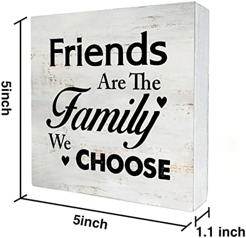 Baixa de madeira da amizade rústica Os amigos são a família, escolhemos a caixa de madeira sinal de fazenda, decoração de prateleira de prateleira da casa