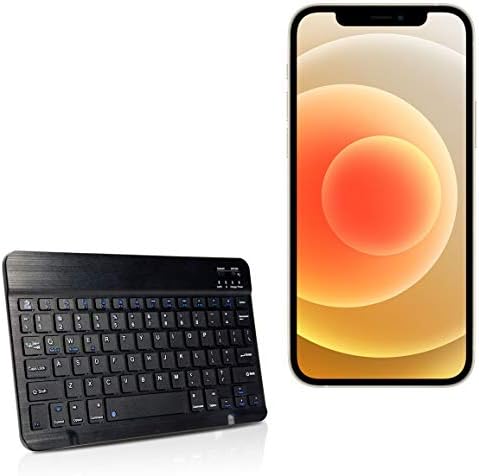 Teclado de onda de caixa compatível com o teclado Apple iPhone 12 Mini - Slimkeys Bluetooth, teclado portátil com comandos integrados para Apple iPhone 12 Mini - Jet Black