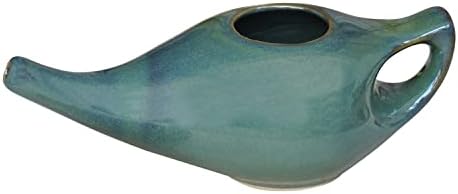 Healthgoodsin Ceramic Neti Pot, lava -louças seguro, para limpeza nasal + 5 sachet neti sal, sem alça - cor verde elegante