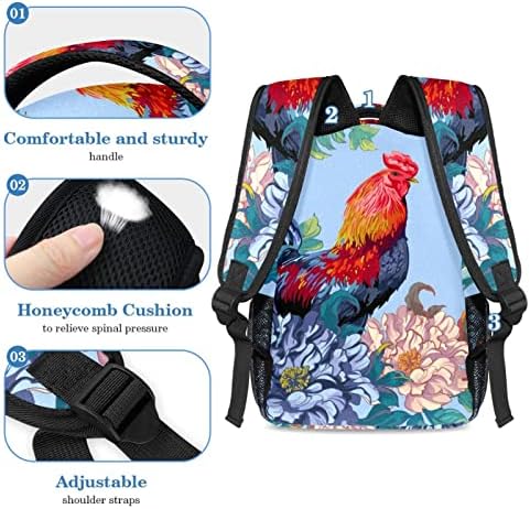 Mochila de viagem VBFOFBV, mochila de laptop para homens, mochila de moda, Peony Rooster Retro Floral
