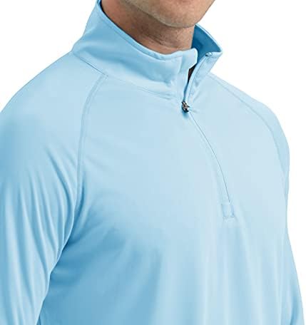 Crysty Men's Upf 50+ camisas de pesca de manga comprida Proteção solar Caminhada 1/4 zip tops