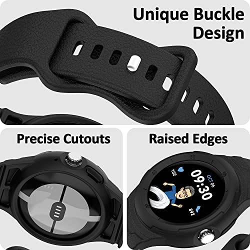 Miimall Sport Band Compatível para o Google Pixel Watch Band With Case, Men Women Soft Silicone Wrists