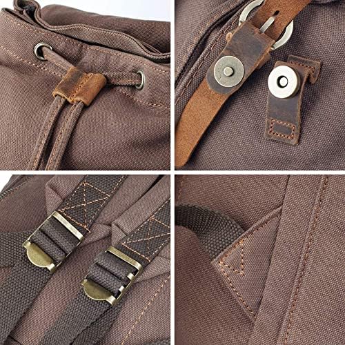 Mochila Pkuvdsl Canvas, mochila de couro vintage da série, mochila de laptop de 15,6 ', mochila militar de mochila