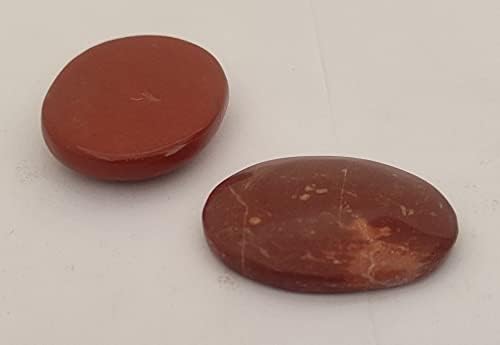 Conjunto de presentes da aura de reiki de sharvgun de 4pcs cura de cura de cristal pedra vermelha jasper oval para bolso de bolso pedras meditação
