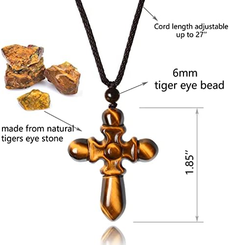 Qianxu tigres colares de cristal de cristal para mulheres Mens amuleto Jesus Colar de proteção pingente cura