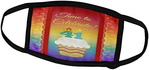 3drose Beverly Turner Aniversário Convite Design - Cupcake, Velas de Número, Time, Celebre 41 anos Convite - Máscaras faciais
