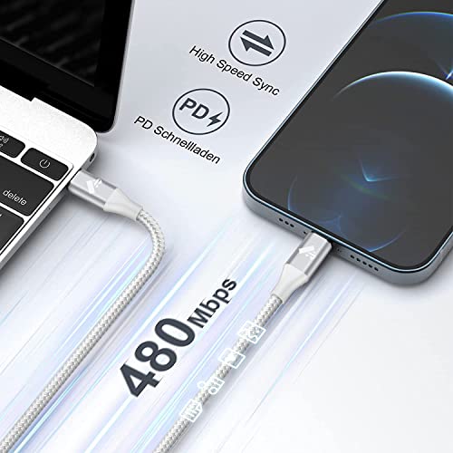 Aiminua 2pack 6ft USB C para iPhone Cable+2pack 1ft tipo C a iPhone Cable compatível com iPhone 12