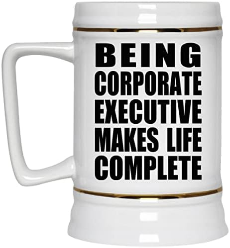 Designsify Ser executivo corporativo torna a vida completa, caneca de 22 onças de cerveja de cerâmica