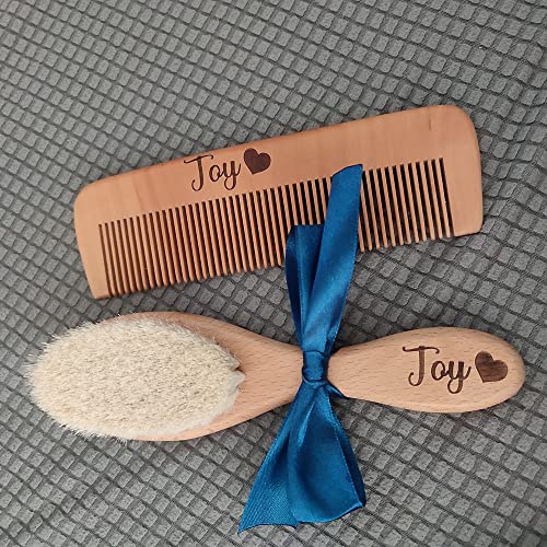 Nome personalizado pente de madeira recém -nascido escova de cabelo gravada pente de cabelo de cabelo