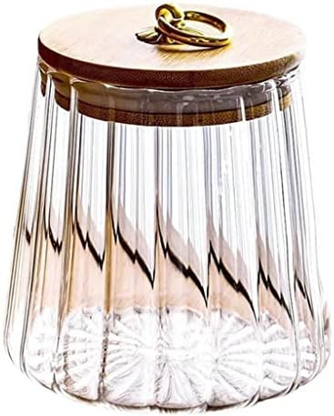 Recipientes de alimentos pbkinkm garrafas de armazenamento de cozinha frascos de vidro jarros herméticos de cereais de madeira recipientes de tampa