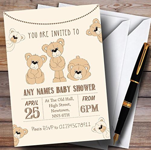 Convites fofos de ursinhos de pelúcia convites para chá de bebê