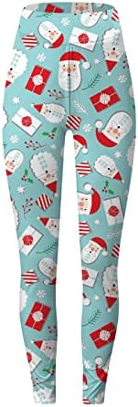 Leggings de Natal feminino Santa Snowman Party Leggings Xmas impressa na cintura alta calça calças